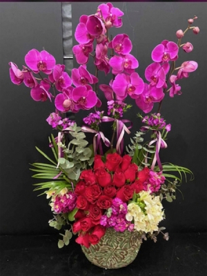 Orkide 4 Dal Aranjman 25Adet Gül