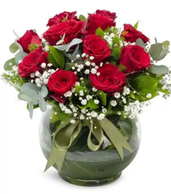 Fanusta 11 Kırmızı Gül